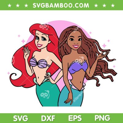 The Little Mermaid Princesses African American SVG PNG, Black Ariel SVG, Princess Ariel DXF SVG PNG EPS