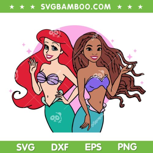 The Little Mermaid Princesses African American SVG PNG, Black Ariel SVG, Princess Ariel DXF SVG PNG EPS