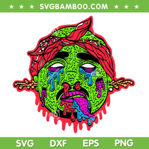 Tupac Hiphop Rap Zombie SVG PNG, Tupac Cartoon SVG, Music Stars DXF SVG PNG EPS