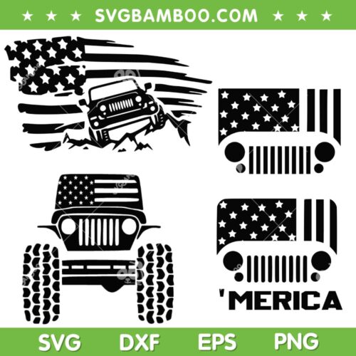 US Jeep Car SVG PNG, American Flag Jeep SVG, Jeep Car USA SVG, Jeep Life DXF SVG PNG EPS