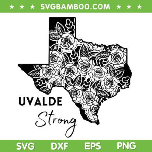 Uvalde Strong Flower Map SVG PNG, Uvalde Flora SVG, Uvalde Texas DXF SVG PNG EPS