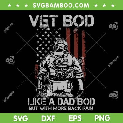 Retro Vet Bod Like Dad Bod SVG PNG, But With More Back Pain SVG, Retro Vintage American Flag DXF SVG PNG EPS