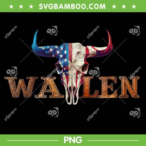 Wallen Bull Skull American Flag PNG, Wallen Retro Vintage PNG, Wallen USA Flag PNG