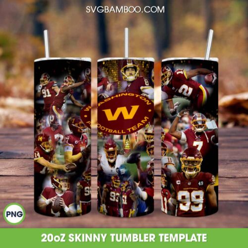 Washington Football Team 20oz Skinny Tumbler PNG, Washington Logo Tumbler Wrap, Sport Team Tumbler Template Sublimation
