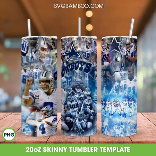 NFL Dallas Cowboys Player Tumbler Wrap, Dallas Cowboys Football Player Tumbler Template Sublimation, Cowboys Team 20oz Skinny Tumbler PNG
