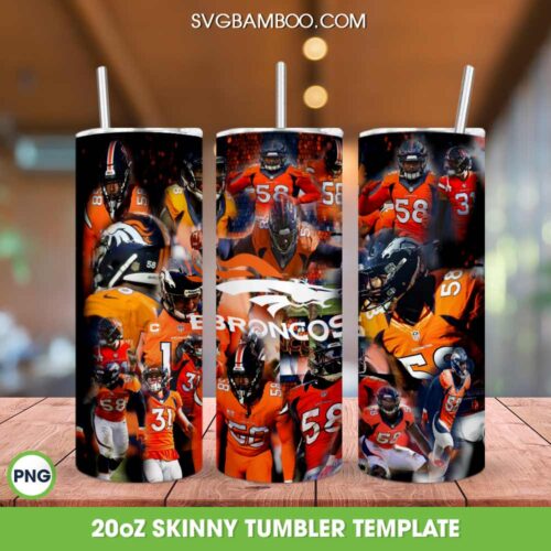 Denver Broncos Football Team Tumbler Wrap, Denver Broncos Logo Tumbler Template Sublimation, Football Sports 20oz Skinny Tumbler PNG