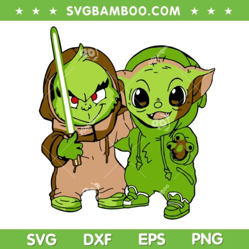 Grinch And Yoda Friends SVG PNG, Baby Grogu Love Grinch SVG, The Grinch With Baby Yoda DXF SVG PNG EPS
