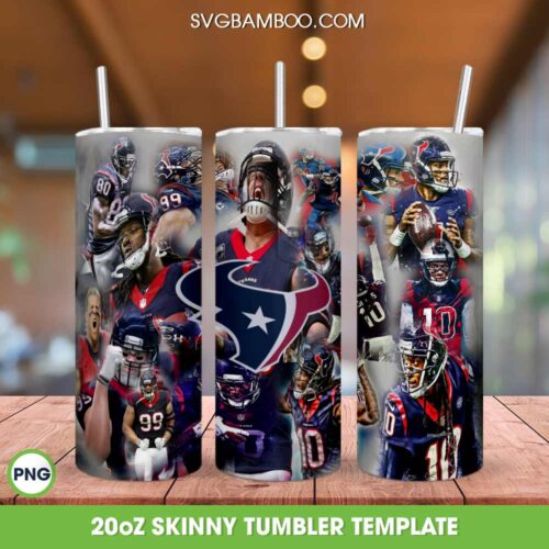 Houston Texans Football Team Tumbler Wrap, Texans Logo Tumbler Template Sublimation, NFL Logo 20oz Skinny Tumbler PNG