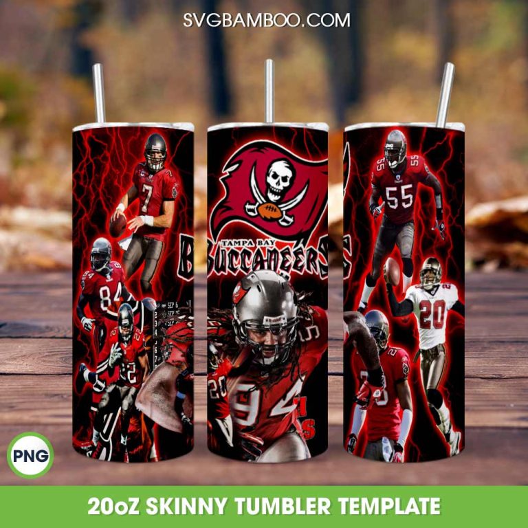 Tampa Bay Buccaneers Football Team 20oz Skinny Tumbler PNG