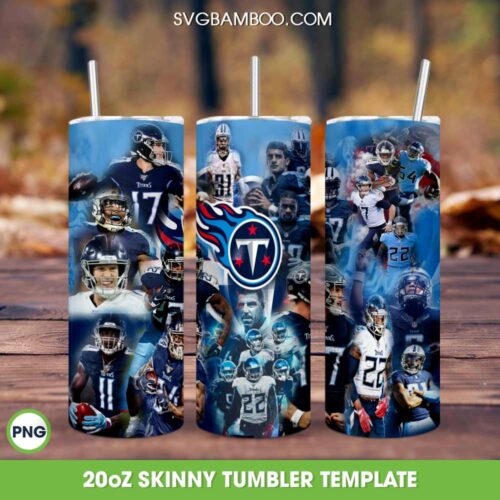 Tennessee Titans Football Team 20oz Skinny Tumbler PNG, NFL Tennessee Titans Tumbler Wrap, American Football Team Tumbler Template Sublimation