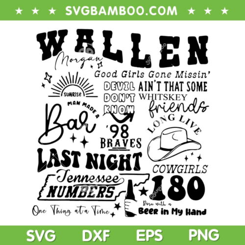 Retro Wallen Braves 98 SVG PNG, Wallen Western Music Albums SVG, Braves Song DXF SVG PNG EPS