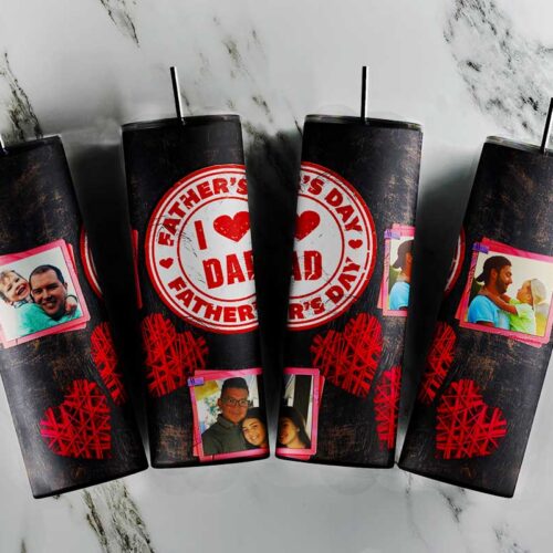 Fathers Day 2023 Tumbler Wrap Customized Image PNG, I Love Dad Tumbler Design, Father Love Tumblers Digital Design