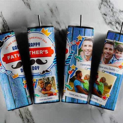 Happy Fathers Day 2023 Tumbler Wrap Customized Image PNG, I Love Daddy Tumbler Design, Funny Dad Tumblers Digital Design