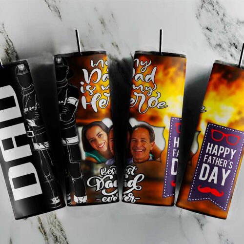 My Dad Is My Hero Tumbler Wrap Customized Image PNG, Best Dad Ever Tumbler Design, Daddy Hero Tumblers Digital Design