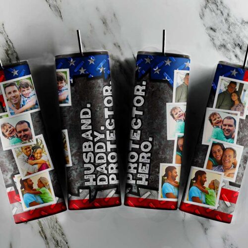 Husband Daddy Protector Hero Tumblers Digital Design PNG, Funny Fathers Day Tumbler Design PNG, Dad Life Tumbler Wrap Customized Image PNG