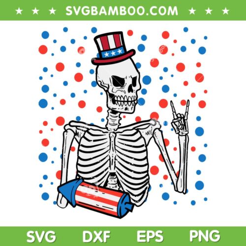 4th July Rocker Skeleton SVG PNG, Patriotic Rock Skeleton SVG, Funny Rock Hand DXF SVG PNG EPS