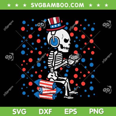 4th Of July Skeleton Gamer SVG PNG, Funny America Controller Video Game SVG, American Flag Skeleton DXF SVG PNG EPS