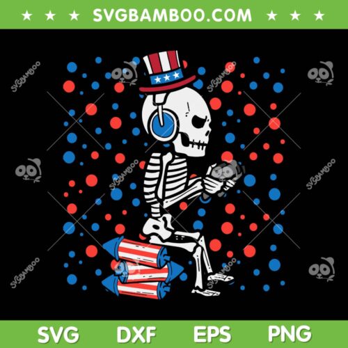 4th Of July Skeleton Gamer SVG PNG, Funny America Controller Video Game SVG, American Flag Skeleton DXF SVG PNG EPS