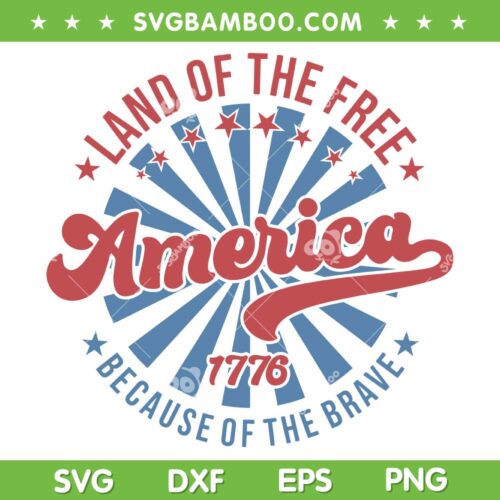 America Land Of The Free Because Of The Brave SVG, American 1776 SVG, 4th Of July DXF SVG PNG EPS
