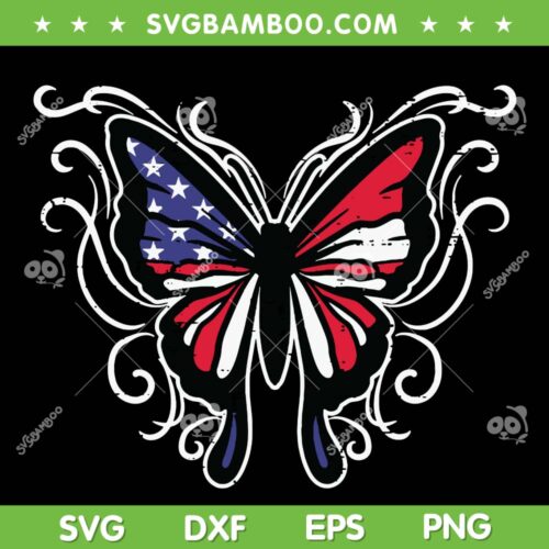 American Flag Butterfly SVG PNG, 4th Of July Butterfly SVG, Patriotic DXF SVG PNG EPS