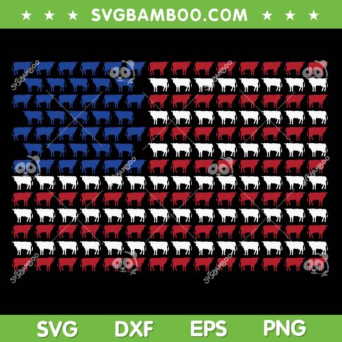 American Flag Cow SVG PNG, Cattle Barn Farmer SVG, Cow 4th Of July DXF SVG PNG EPS