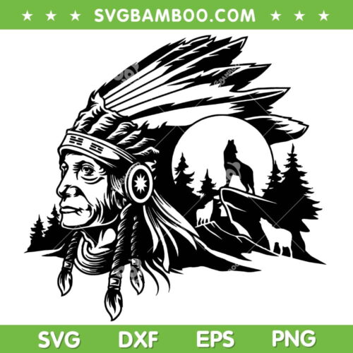 American Indian SVG PNG, Indian Warrior SVG, Native American Indian DXF SVG PNG EPS