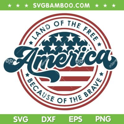 American Land Of The Free SVG PNG, Memorial Day American Flag SVG, Because Of The Brave DXF SVG PNG EPS