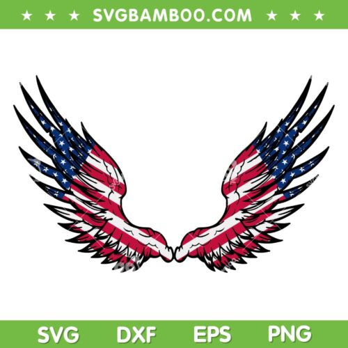 American Flag Angel Wings SVG PNG, 4th Of July Wing SVG, USA Flag Angel Wings DXF SVG PNG EPS