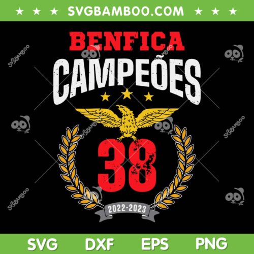 Benfica Campeao 38 Portugal SVG PNG, 38 Champions SVG, S L Benfica Champions 2023 DXF SVG PNG EPS