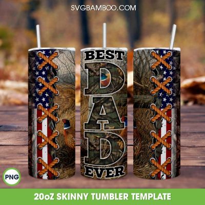 Best Dad Ever Camouflage Tumbler Wrap PNG, Fathers Day 20oz Skinny Tumbler Template, Dad Life Tumbler Template PNG