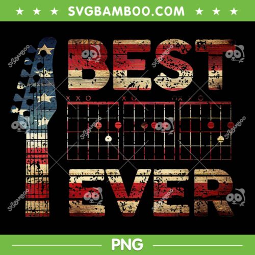Best Dad Ever Guitar Chords PNG, Guitarist Father Dad US Flag PNG, Retro Fathers Day PNG