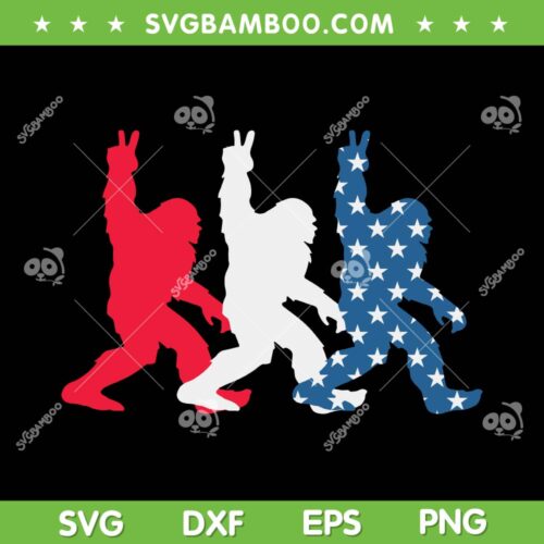 Bigfoot 4th Of July Sasquatch SVG PNG, Bigfoot American Flag SVG, Patriotic Bigfoot DXF SVG PNG EPS