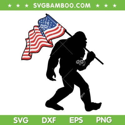 Bigfoot American Flag SVG PNG, Big Foot Yeti Sasquatch SVG, 4th Of July DXF SVG PNG EPS