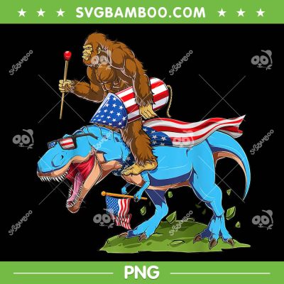 Bigfoot Riding Dinosaur Patriotic PNG, Bigfoot USA Flag 4th Of July PNG, 4th Of July USA PNG