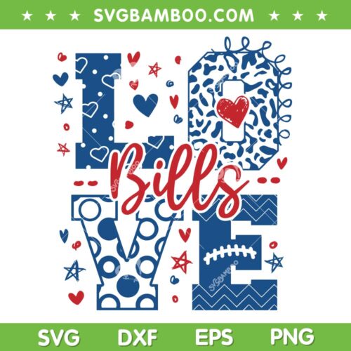 Bills Love SVG PNG, Leopard Buffalo Bills SVG, Buffalo Bills Heart DXF SVG PNG EPS