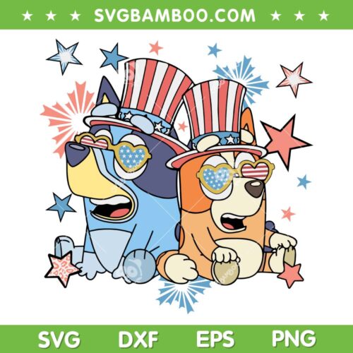 Bluey Bingo 4th Of July SVG PNG, Red White Bluey SVG, Bluey Independence Day DXF SVG PNG EPS