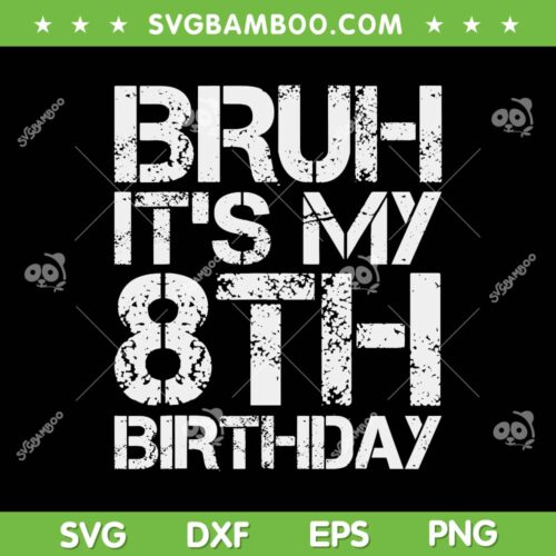 Bruh Its My 8th Birthday SVG PNG, 8th Year Old SVG, Retro 8 Year Birthday Boy DXF SVG PNG EPS