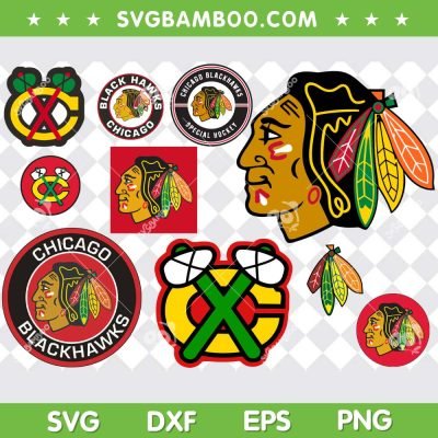 Chicago Blackhawks SVG Bundle, Black Chicago Blackhawks SVG Bundle, NHL Team DXF SVG PNG EPS