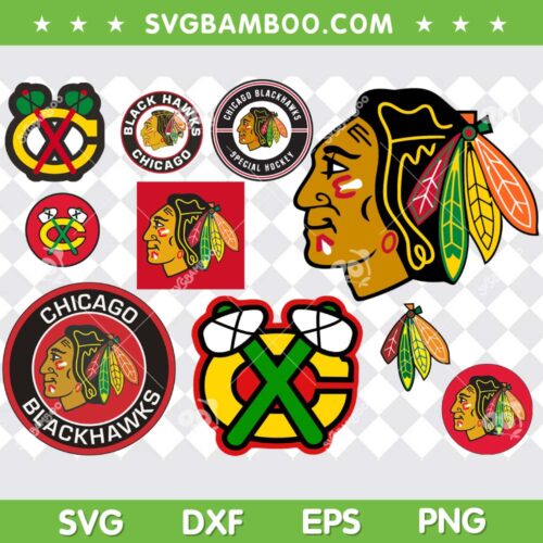 Chicago Blackhawks SVG Bundle, Black Chicago Blackhawks SVG Bundle, NHL Team DXF SVG PNG EPS