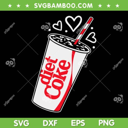Coca Cola Diet Coke SVG PNG, Heart Bubbles Coca Cup SVG, Diet Coke DXF SVG PNG EPS