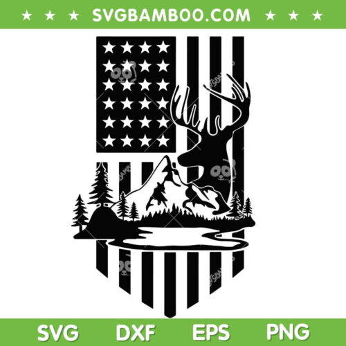 Deer Hunting American Flag SVG PNG, American Hunting SVG, Distressed American Flag DXF SVG PNG EPS