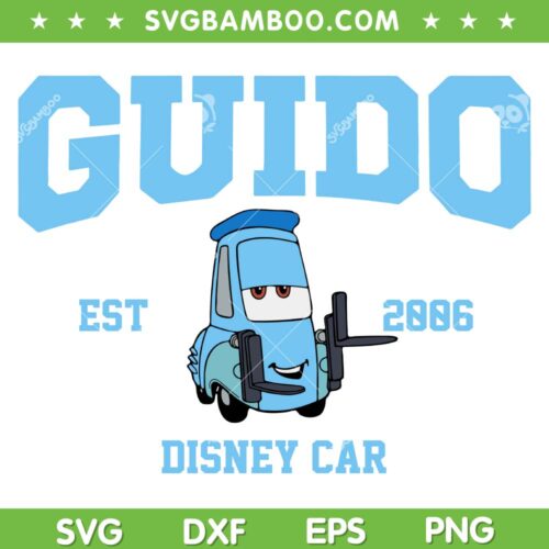 Disney Car Guido Est 2006 SVG PNG, Disney Pixar Car SVG, Guido Car DXF SVG PNG EPS