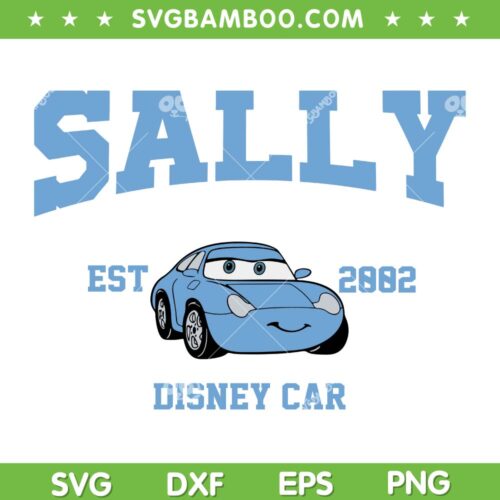 Disney Car Sally Est 2002 SVG PNG, Pixar Car Disney SVG, Sally Cars DXF SVG PNG EPS