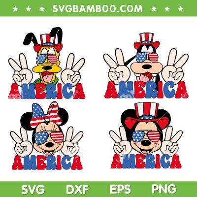 Disney Mickey And Friends America SVG Bundle, 4th Of July Mickey And Minnie SVG Bundle, Disney America DXF SVG PNG EPS