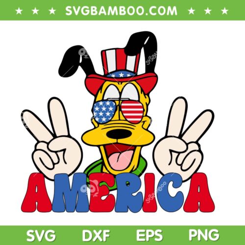Disney Pluto America 4th Of July SVG PNG, Pluto Sunglasses American Flag SVG, 4th Of July Pluto DXF SVG PNG EPS