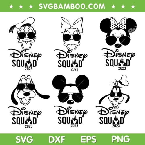 Disney Squad 2023 SVG Bundle, Mickey Mouse And Friends Family Vacation 2023 SVG Bundle, Disney Family DXF SVG PNG EPS