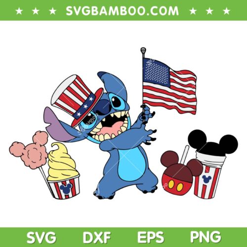 Disney Stitch 4th Of July SVG PNG, Funny Stitch Snacks American Flag SVG, Stitch Patriotic DXF SVG PNG EPS