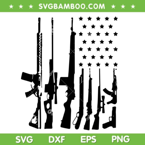 Distressed USA Gun Flag SVG PNG, American Flag With Gun Stripes SVG, Flag Gun DXF SVG PNG EPS