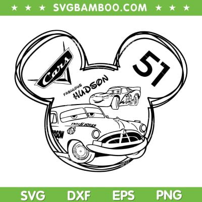 Doc Hudson Fabulous SVG PNG, Disney Ear Hudson Hornet SVG, Cars 51 DXF SVG PNG EPS