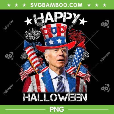 Funny Joe Biden 4th Of July PNG, Biden Happy Halloween Firework PNG, American Flag PNG